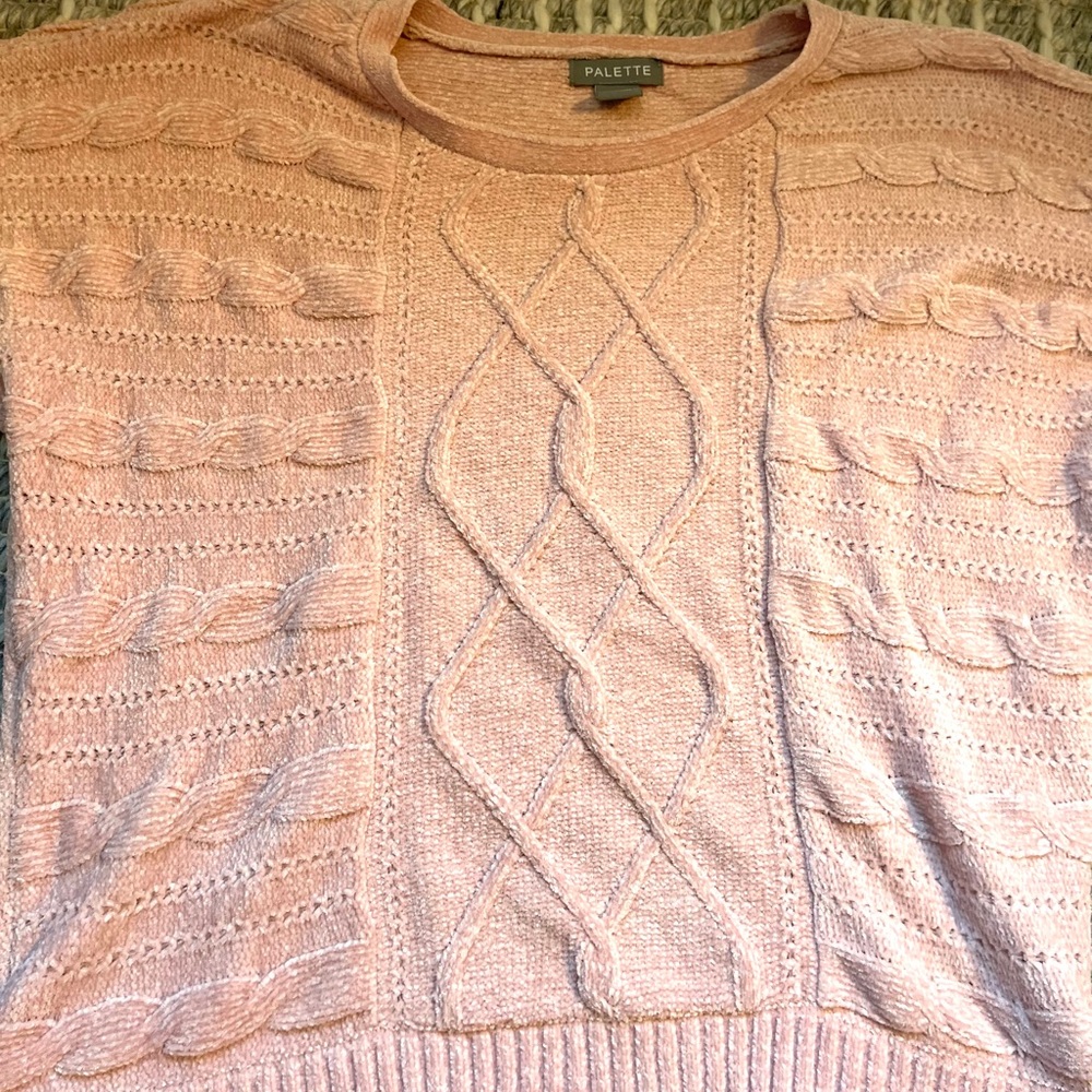 Macys - palette womens knit sweater, light pink, size large